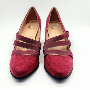 Journee Collection Loren Burgundy Red Faux Suede Pumps NWOT